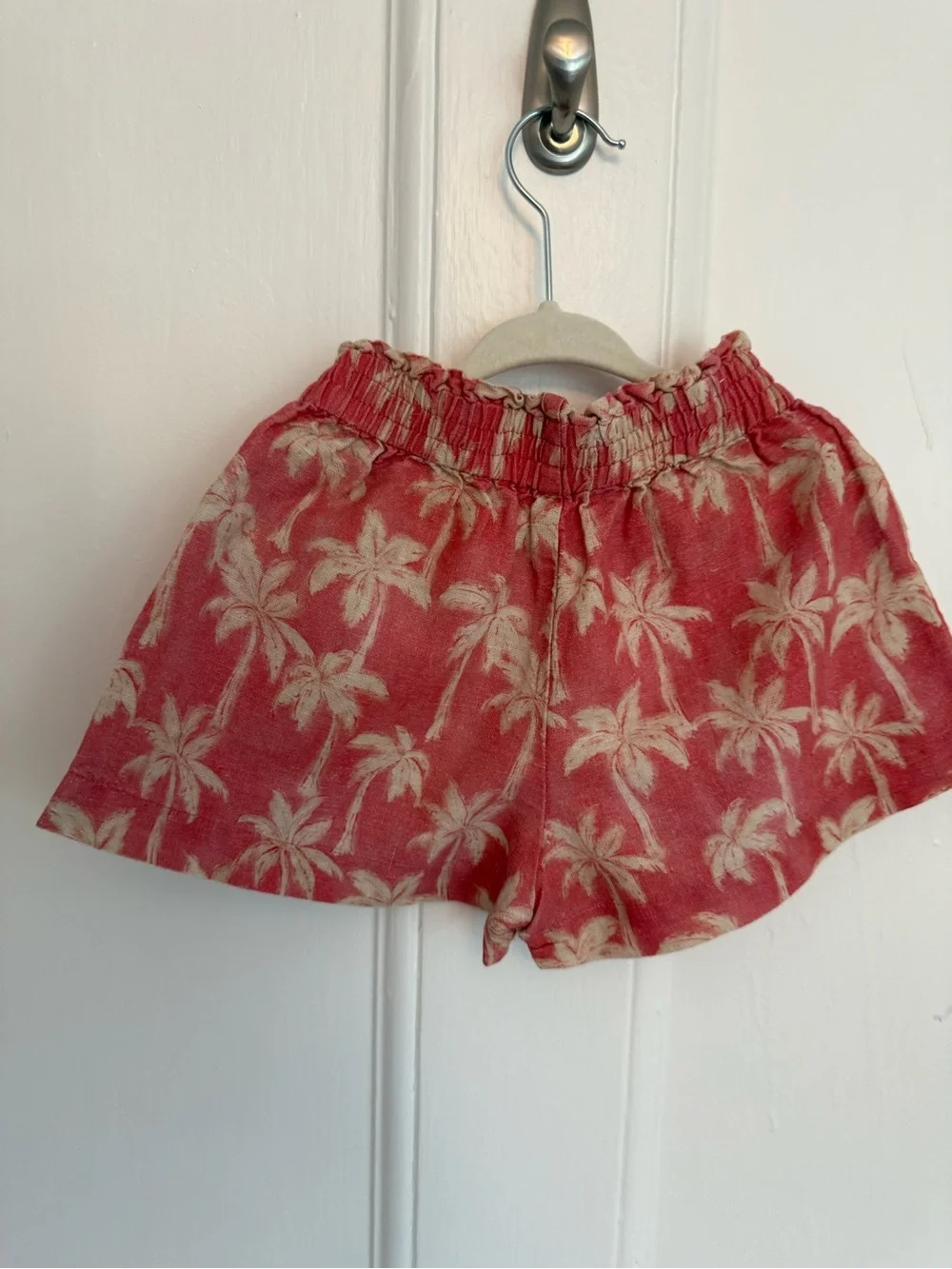 Zara Coral Palm-Print Drawstring Kids Shorts